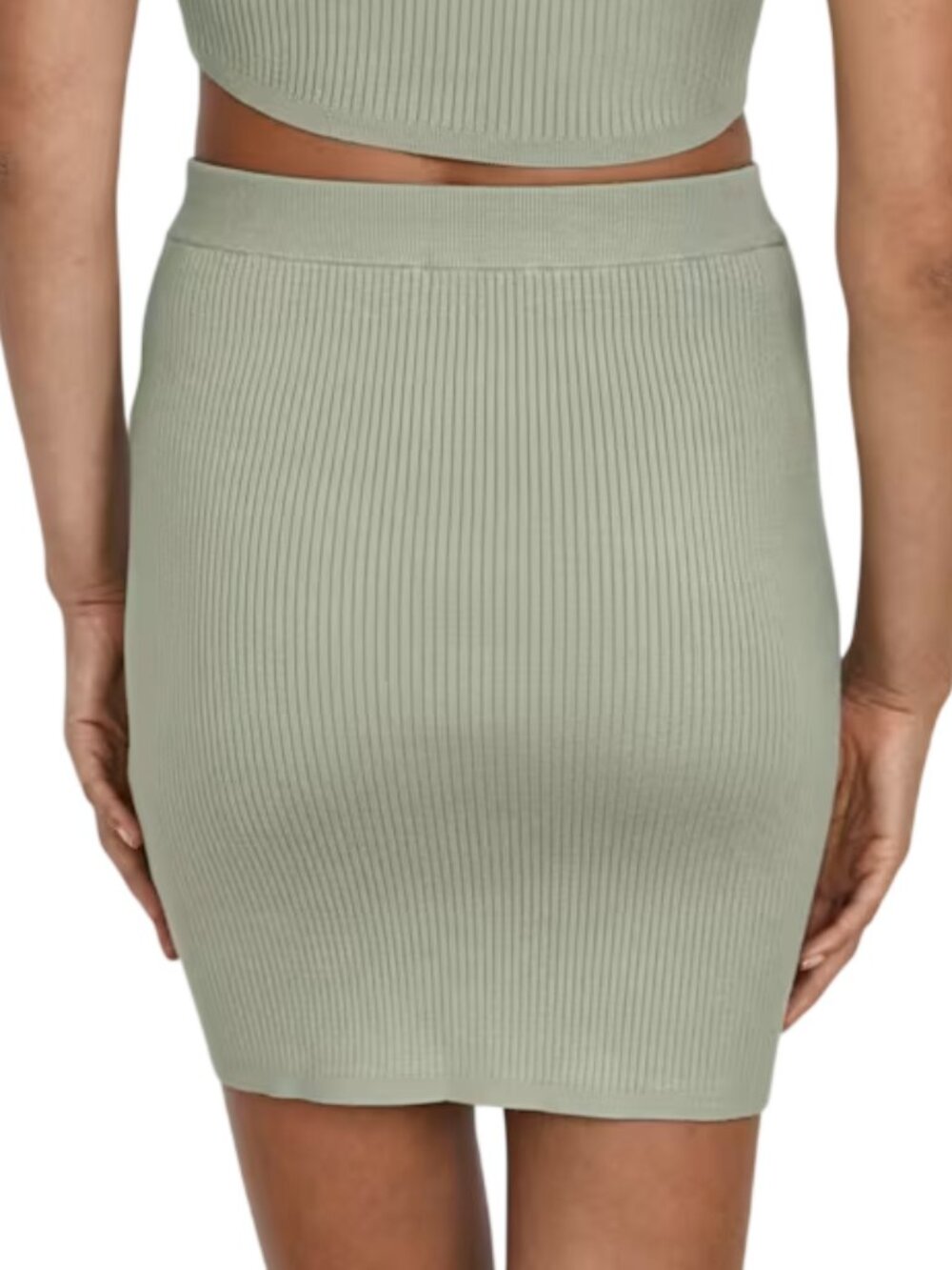 Aritzia Wilfred Reso High Waisted Knit Mini Skirt Ribbed Green Espace Medium - Picture 5 of 9